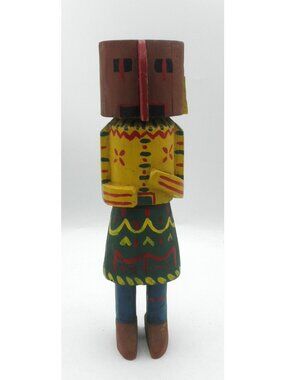Vintage Hand Carved Wooden Kachina Doll Hand Painted Primitive Folk Art AS IS